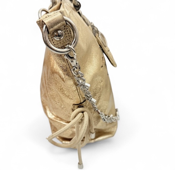 Coach Gold Metallic Leather Poppy Shoulder Bag - No Long Strap - Picture 5 of 9